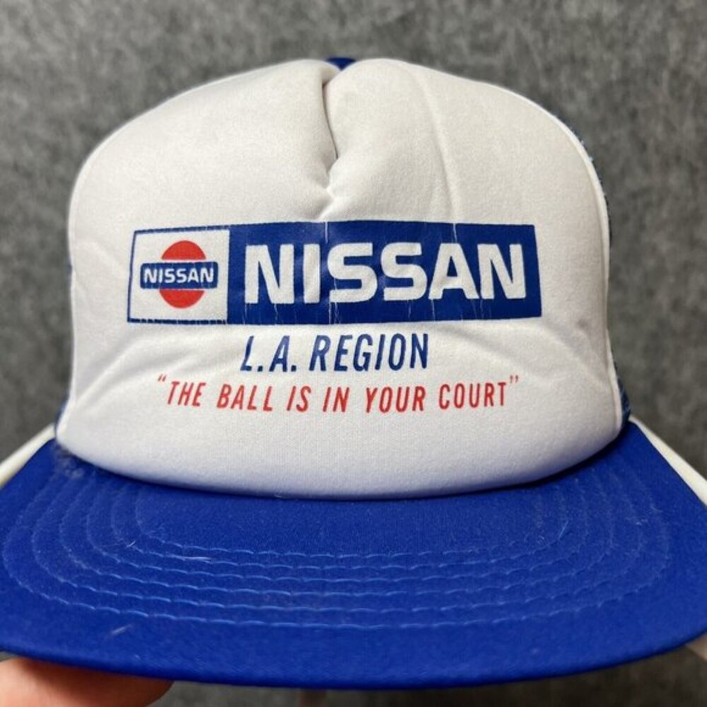 Vintage Nissan Car Hat Snapback Mesh Back Trucker Hat L.A.‎ Region Blue White